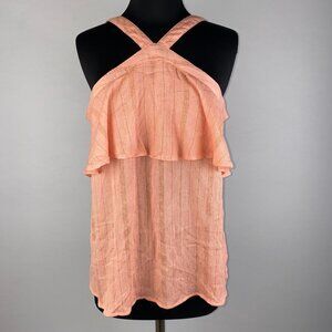 Maurices M Metallic Striped Ruffle Tiered Accent Tank Top Boho Summer Festival